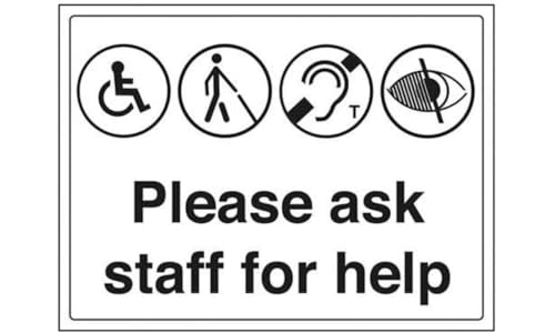 VSafety Please Ask Staff For Hilfe-Schild, Querformat, 400 x 300 mm, Vinyl von V Safety