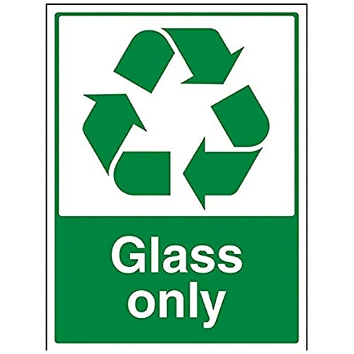 vsafety 73003bc-s Allgemeines Recycling Zeichen, Glas nur," selbstklebend, Hochformat, 300 mm x 400 mm, grün von VSafety