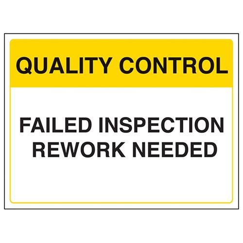 vsafety 75009bf-s Allgemeine Qualitätskontrolle Schild ", FAILED Inspektion erforderlich Rework", selbstklebend, Landschaft, 400 mm x 300 mm, schwarz/gelb von VSafety