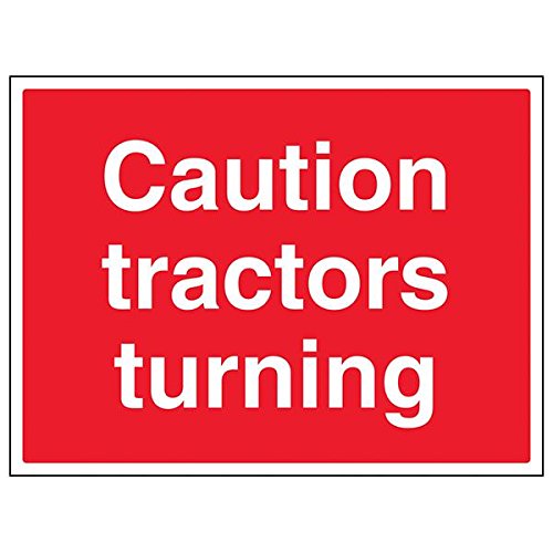 vsafety 76008bf-s "Caution Traktoren Turning" Schild, Landschaft, 400 mm x 300 mm (3 Stück) von VSafety