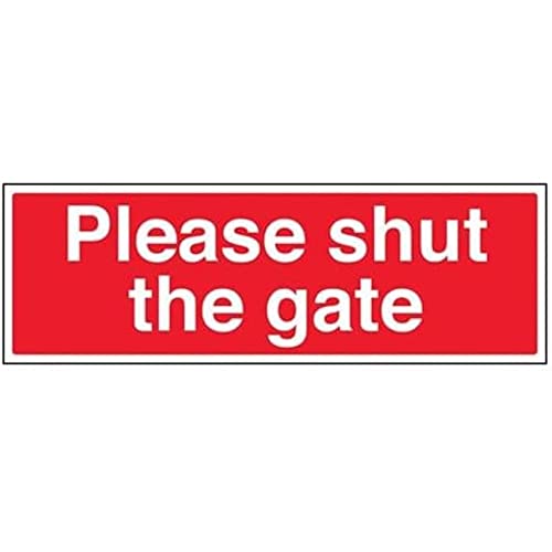 vsafety 76026bj-r Allgemeine Landwirtschaftliche Schild, Please Shut the Gate", starrer Kunststoff, Landschaft, 450 mm x 150 mm, rot von VSafety