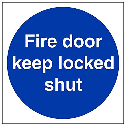vsafety Abdeckkappe am-s "FIRE DOOR KEEP LOCKED Shut" Zeichen, quadratisch, 150 mm x 150 mm (Pack von 3) von VSafety