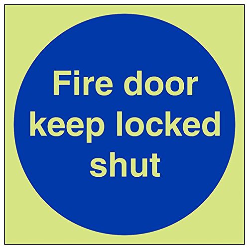 vsafety Abdeckkappe at-g "FIRE DOOR KEEP LOCKED Shut" Zeichen, quadratisch, 200 mm x 200 mm (3 Stück) von VSafety