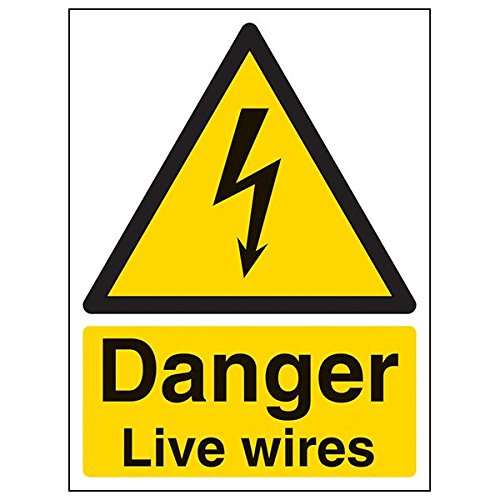 vsafety "Danger Live Wires" Sign, Porträt, (3 Stück), 150 mm x 200 mm, 3 von VSafety