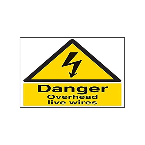 VSafety 68013BC-S Schild "Danger Overhead Live Wires", Hochformat, 300 mm x 400 mm, 3 Stück von V Safety