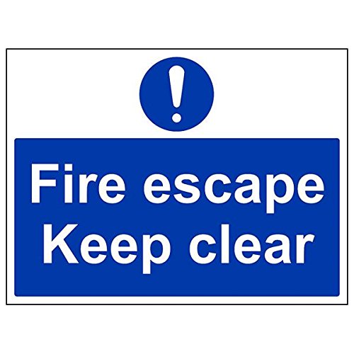 vsafety "FIRE ESCAPE Keep Clear Schild, Landschaft, (Pack von 3), 400 mm x 300 mm, 3 von VSafety