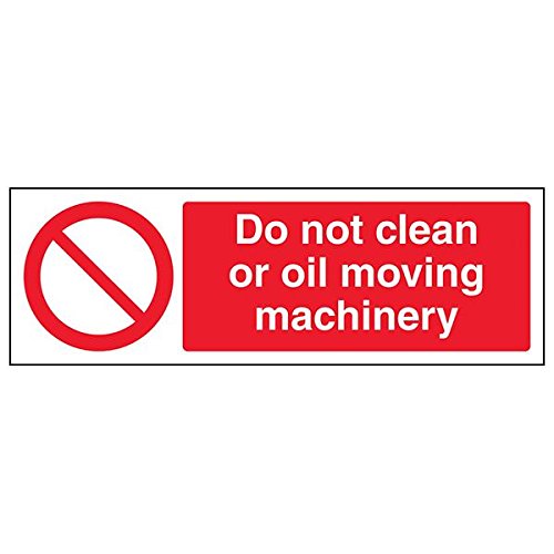 VSafety 55011AX-S Schild mit Aufschrift "Do Not Clean Or Oil Moving Machinery", 300 mm x 100 mm, 3 Stück von V Safety