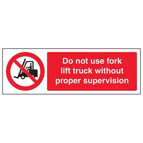 VSafety Do Not Use Gabelheber Truck Without Proper Supervision Schild – Querformat – 300 mm x 100 mm – 1 mm starrer Kunststoff von V Safety