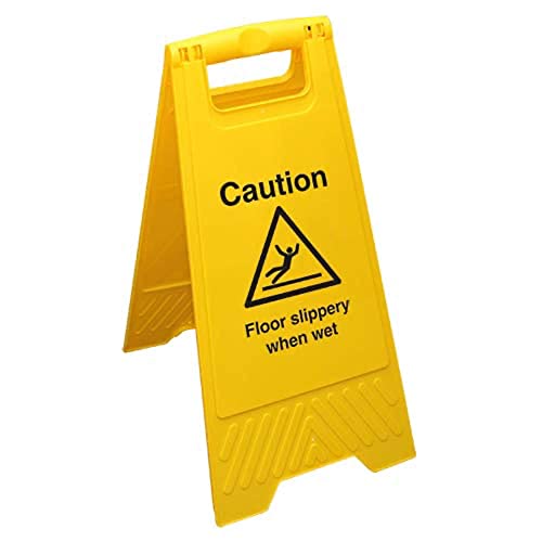 Schild mit Aufschrift "Caution Floor Slippery When Wet", doppelseitig, Gelb von V Safety
