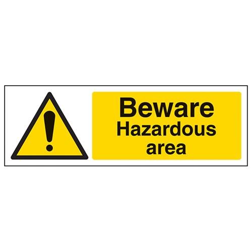 VSafety Schild "Beware Hazardous Area", Querformat, 300 x 100 mm, 1 mm starrer Kunststoff von V Safety
