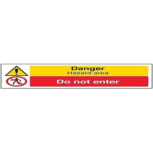 vsafety Schilder 67124 ax-s "Danger Hazard Area/DO NOT ENTER" Warnung Building Schild, selbstklebend, Landschaft, 300 mm x 100 mm, schwarz/rot/gelb von VSafety