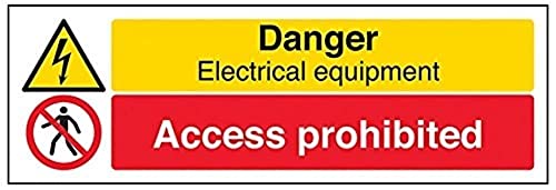 vsafety Schilder 67126 ax-s"Gefahr Elektrische Ausrüstung/Zugang Untersagt" Achtung Building Schild, selbstklebend, Landschaft, 300 mm x 100 mm, schwarz/rot/gelb von VSafety