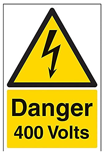 vsafety Schilder 68007 au-s "Gefahr 400 Volt" Achtung Elektrische Schild, selbstklebend, Portrait, 200 mm x 300 mm, schwarz/gelb von VSafety