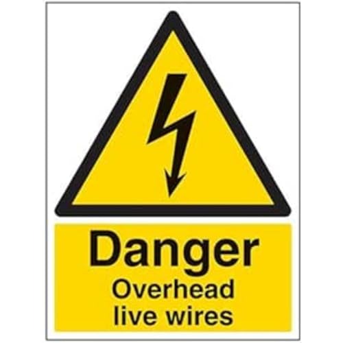 VSafety Danger, Overhead Live Wires Warnschild, Hochformat, 300 mm x 400 mm, Vinyl von V Safety