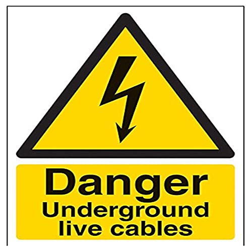 vsafety Schilder 68016 an-r "Gefahr Underground Live Kabel" Achtung Elektrische Zeichen, 1 mm starrer Kunststoff, Hochformat, 150 mm x 200 mm x 200 mm, schwarz/gelb von VSafety