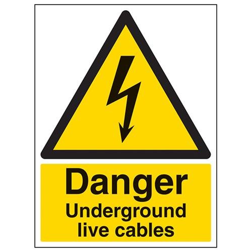 vsafety Schilder 68016bc-s "Gefahr Underground Live Kabel" Achtung Elektrische Schild, selbstklebend, Porträt, 300 mm x 400 mm, schwarz/gelb von VSafety