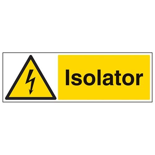 vsafety Schilder 68044bp-s "Isolator" Achtung Elektrische Schild, selbstklebend, Landschaft, 600 mm x 200 mm x 200 mm, schwarz/gelb von VSafety