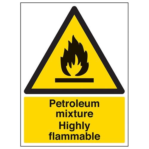 vsafety Schilder 69004bc-s "Petroleum Mischung. Schwer entflammbar" Achtung Fire und schwer entflammbar Schild, selbstklebend, Porträt, 300 mm x 400 mm, schwarz/gelb von VSafety