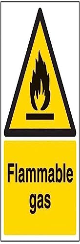 vsafety Schilder 69008 au-s "entzündliches Gas" Achtung Fire und schwer entflammbar Schild, selbstklebend, Portrait, 200 mm x 300 mm, schwarz/gelb von VSafety