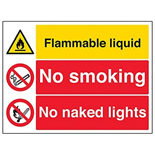 VSafety Signs englisches Warnschild „Flammable Liquid/No Smoking/No Naked Lights", Querformat, 400 x 300 mm, selbstklebendes Vinyl VSafety Signs englisches Warnschild „Flammable Liquid/No Smoking/No Naked Lights", Querformat, 400 x 300 mm, selbstklebendes Vinyl von VSafety