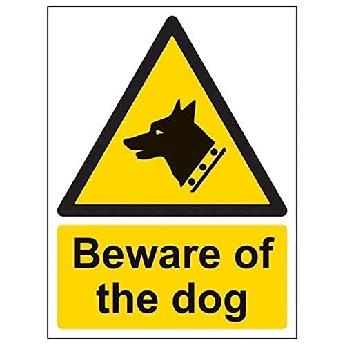 VSafety Warnschild „Beware Of The Dog“, Hochformat, 2 mm dicker, Hartplastik, 150 mm x 200 mm von V Safety