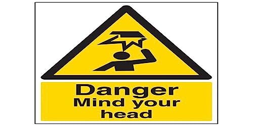 vsafety Warnung Sicherheit Zeichen "Gefahr, Mind your head," 2 mm starrer Kunststoff, 300 mm x 400 mm von VSafety