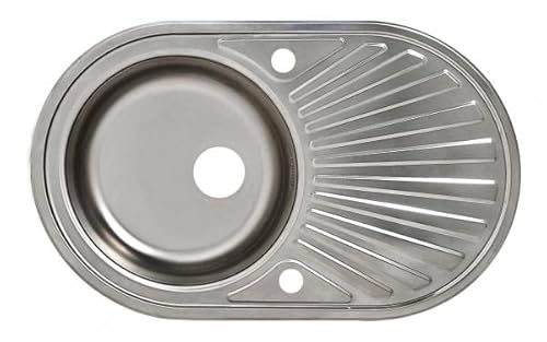 Edelstahlspüle Oval Campingspüle 78 x 48 cm Edelstahlspüle Einbauspüle Aufbauspüle Spülbecken Spüle Küchenspüle von VT Vontech
