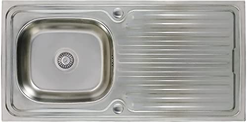 Einbauspüle aus Edelstahl 100x50 cm Spülbecken Küchenspüle Edelstahlspüle Waschbecken inkl. zubehör und Siphon Set von VT Vontech
