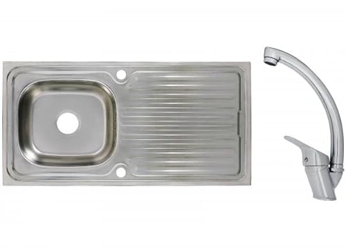 Edelstahleinbauspüle Edelstahlspüle Spüle 100 x 50 cm Küchenspüle Einbauspüle Waschbecken inklusive Mega Armatur von VT Vontech