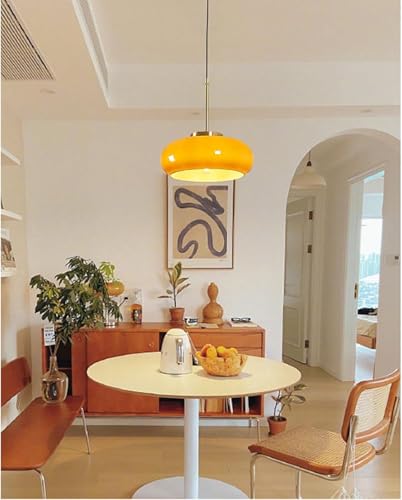 VTAMng 1-flammige Vintage Pendelleuchte für die Küche höhenverstellbar mit weißem Glas Kronleuchter E27 Hängelampe geeignet für Wohnzimmer Garderobe Esszimmer Flur Nachttisch Pendellampe(Orange,2PC) von VTAMng