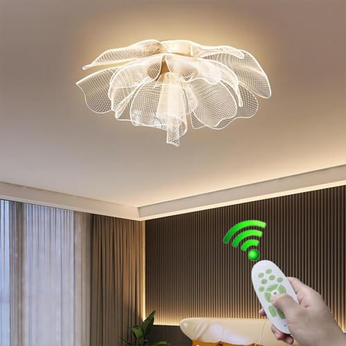 VTAMng Deckenleuchte Moderne LED Raumdekoration Romantisches AcrylBlumendesign Deckenlampe mit Fernbedienung Dimmbarer Kronleuchter Kinderzimmer Restaurant Kücheninsel Beleuchtungskörper Deckenlicht(5 von VTAMng