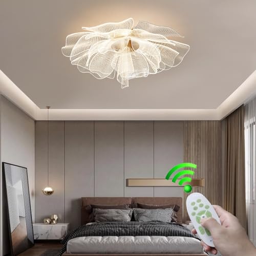 VTAMng Dekorative LED Deckenleuchte mit Fernbedienung dimmbare Deckenleuchte Acrylblatt Lampenfassung moderne spiralförmige Deckenlicht in Blumenform geeignet für Wohnzimmer Schlafzimmer Esszimmer Bür von VTAMng
