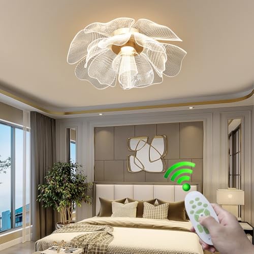 VTAMng Dekorative LED Deckenleuchte mit Fernbedienung dimmbare Deckenleuchte Acrylblatt Lampenfassung moderne spiralförmige Deckenlicht in Blumenform geeignet für Wohnzimmer Schlafzimmer Esszimmer Bür von VTAMng