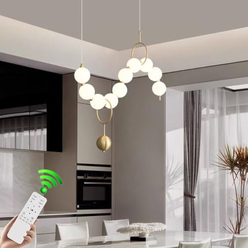 VTAMng Vintage Pendelleuchte LED Weiß Sputnik Kronleuchter Mid-Century Kreative Beleuchtung mit Fernbedienung Bubble Kücheninselbeleuchtung Innen Esszimmer Wohnzimmer Korridor Deckenleuchte(B10lights) von VTAMng