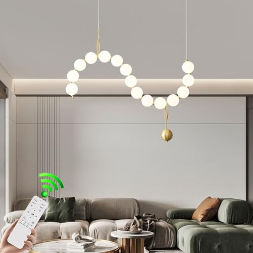 VTAMng Vintage Pendelleuchte LED Weiß Sputnik Kronleuchter Mid-Century Kreative Beleuchtung mit Fernbedienung Bubble Kücheninselbeleuchtung Innen Esszimmer Wohnzimmer Korridor Deckenleuchte(B15lights) von VTAMng