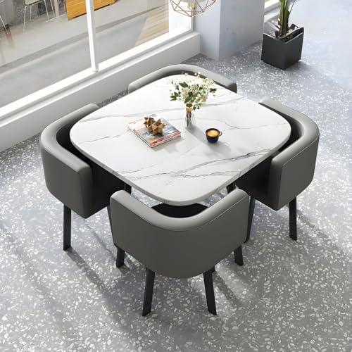 VTELGT Esstisch und 4 Stuhlset, 90cm Quadratisch Esstisch und 4 Kunstleder Esszimmerstühle,platzsparendes für Küche, Wohnzimmer, Balkon, Restaurant, Büro,Weißes Quadrat VTELGT Esstisch und 4 Stuhlset, 90cm Quadratisch Esstisch und 4 Kunstleder Esszimmerstühle,platzsparendes für Küche, Wohnzimmer, Balkon, Restaurant, Büro,Weißes Quadrat von VTELGT