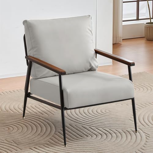 VTELGT Polstersessel, Kunstleder Sofa mit Massivholz Armlehnen, Loungesessel für Wohnzimmer mit Metallrahmen, Einzelsofa für Wohnzimmer, Empfangsraum, Heimkino, Schlafzimmer,Hellgrau VTELGT Polstersessel, Kunstleder Sofa mit Massivholz Armlehnen, Loungesessel für Wohnzimmer mit Metallrahmen, Einzelsofa für Wohnzimmer, Empfangsraum, Heimkino, Schlafzimmer,Hellgrau von VTELGT