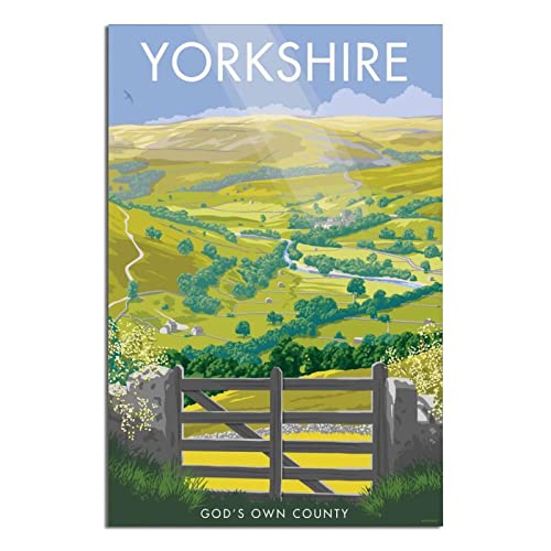 England Yorkshire Vintage Reiseposter Gottes Own County Leinwandbild Bilder Drucke Wandkunst für Schlafzimmer Büro Dekor 60 x 90 cm von VTGCLT