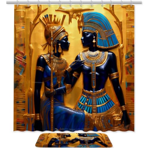 VTGHDEEQ Duschvorhang Set,Badezimmer Duschvorhang Sets mit Teppichen,altes nationales ägypten,Duschvorhang von VTGHDEEQ