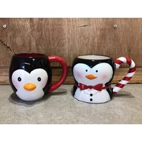 2 Pinguin Tassen Weihnachten Vogel Urlaub Winter Tier von VTGItemsAddedDaily