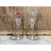 2 Royal Crystal Rock Martini Gläser Blumenmuster Made in Italy von VTGItemsAddedDaily