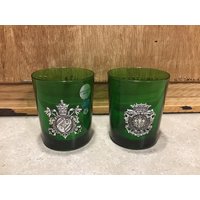 2 Vintage Grüne Glas Tassen - Gemarkt Edelglas Wien Germany Barware von VTGItemsAddedDaily