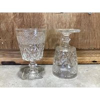 2 Vintage Klarglas Daumenabdruck Muster Weingläser Oder Wasserkelche von VTGItemsAddedDaily
