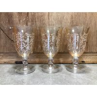 3 Vintage Amber Floral Wassergläser 7 "Retro Barware von VTGItemsAddedDaily