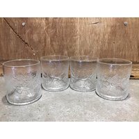 4 Klare Trinkgläser Zerknitterter Glaseffekt Mit Blumendesign, Strukturiertes Glas von VTGItemsAddedDaily
