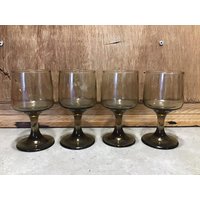 4 Vintage | Tawny Smoky Glass Barware Weingläser Mcm Retro Bar von VTGItemsAddedDaily