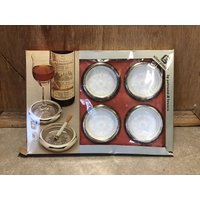 6 Vintage Versilberte Glasuntersetzer - Mid Century Modern Cocktail Untersetzer Set, Schmuckschale Oder Aschenbecher Von Petruzzi Und Branca, Italien von VTGItemsAddedDaily