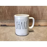 Rae Dunn Magenta Tasse M Gestempelt "Share" Kaffee Teetasse Eingestellt Logo Rare von VTGItemsAddedDaily