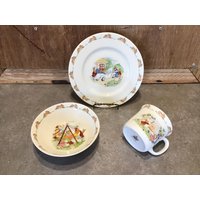 Royal Doulton Bunnykins 3L Set Geschirr Mit Teller Und Schleife, Kindergeschirr Geschenkset Bunny - Geschirrset von VTGItemsAddedDaily