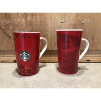 Set Von 2 Starbucks Tassen, Red Coffee Mugs von VTGItemsAddedDaily